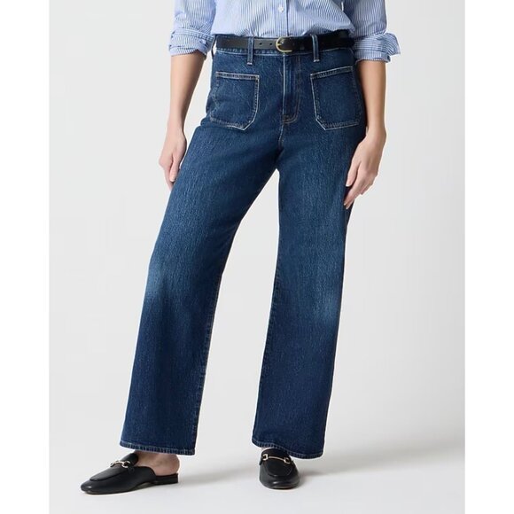 J.Crew Womens Curvy Full-Length Wide Leg High Rise Jeans Size 29 Dark Indigo - Picture 4 of 9